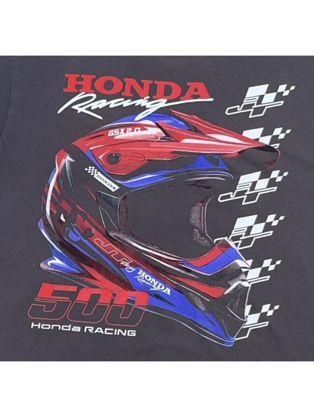 Honda JT Racing Graphic Print Gray T-Shirt Mens Size XL *FLAW*
